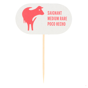 Pick em Madeira Marcador de Comida Saignant-Medium Rare-Poco Hecho 80mm 100 un