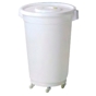 Contentor Plstico HDPE Branco com Tampa e Rodas para Alimentos 120L 565x720mm