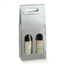 Caixa em Carto para 2 Garrafas Prateado 180x90x385mm 30 un