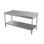 Mesa de Trabalho em Inox para Parede com Rebordo 2 Nveis 1600x700x960mm