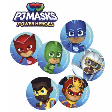 Discos em Pasta de A��car 58mm 6 modelos PJ Masks Modecor 12 A4 com 12 Pe�as