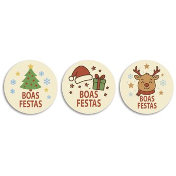 Modecor Chocolate Branco Boas Festas 60mm 3 Modelos 110 un
