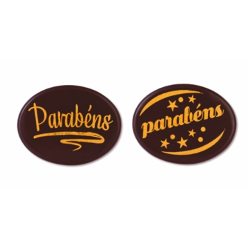 Chocolate Negro (40% Cacau) Oval com Impresso Parabns 44x34mm 2x24 un