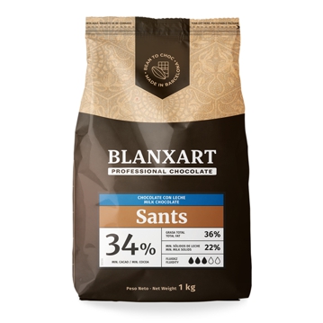 Cobertura de Chocolate Puro Negro 34% Sants Milk Blanxart 2x5kg