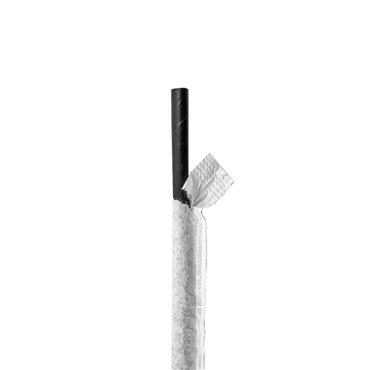 Palhinha Direita em Papel Embrulhada Individualmente - Preto  6x200mm 250un
