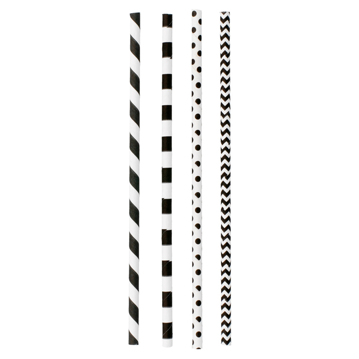 Palhinha Direita em Papel Avulso - Riscas e Pontos Preto 6x200mm 15x200un