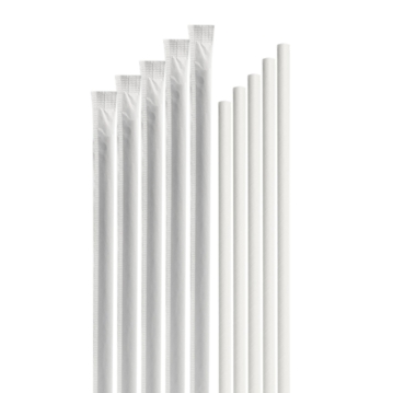 Palhinha Direita em Papel Embrulhada Individualmente - Branca  8x230mm 100un
