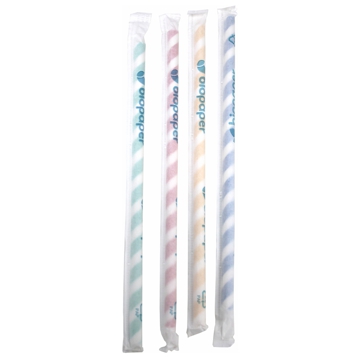Palhinha Direita em Papel Embrulhada Individualmente - Cores Sortidas Espiral  6x200mm 500un