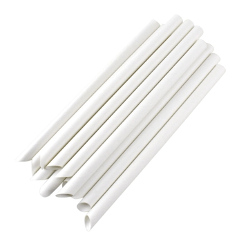 Palhinha Direita em Papel Branco Avulso  12x200mm para Bubble Tea 200un