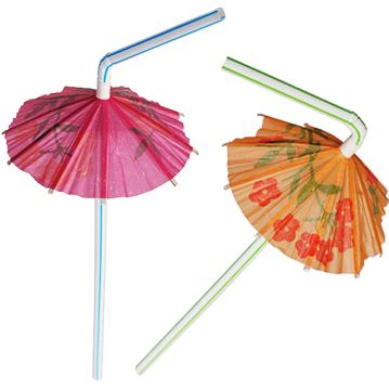 Flexible Straw 240mm with umbrella 100un