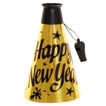 Megafone Happy New Year Dourado 230mm 24 un