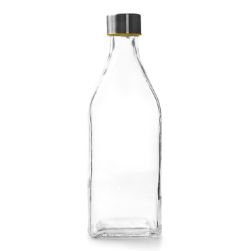 Garrafa Vidro Transaprente + Tampa Ao 1000ml 88x258mm 12 un