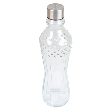 Garrafa Vidro Transaprente + Tampa Ao 990ml 86x310mm 24 un