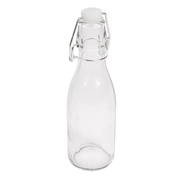 Garrafa Vidro Transaprente + Tampa Clip 250ml 55x195mm 48 un