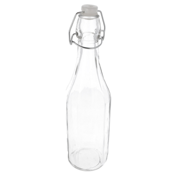 Garrafa Vidro Transaprente + Tampa Clip 500ml 70x270mm 48 un