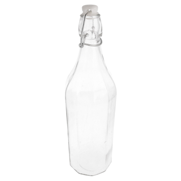 Garrafa Vidro Transaprente + Tampa Clip 1000ml 85x325mm 12 un