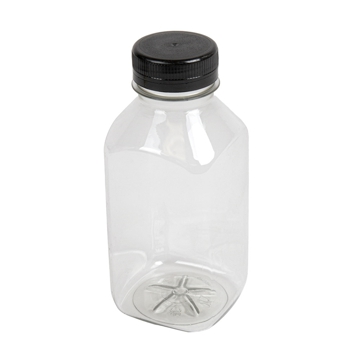 Garrafa Quadrada PET 350ml 62x62x138mm com Tampa HDPE 186 un