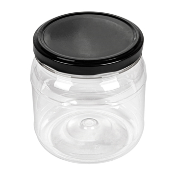 Frasco Pl�stico PET transparente 500ml com tampa em metal 88 un