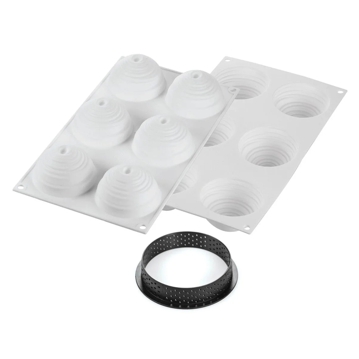 Molde de Silicone para Pastelaria Kit Tarte Ring Montblanc 6x106ml  74x24mm