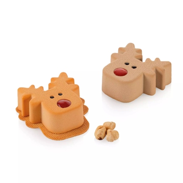 Molde de Silicone para Pastelaria Rudolph 6x100ml 73x72x30mm