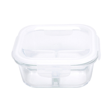 Recipiente de Conservao de Vidro com Tampa 800ml 2 Compartimentos 6 un