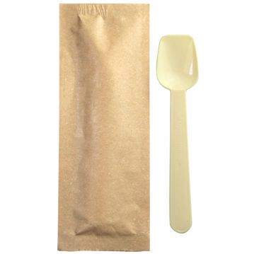 Cucharita de helado PLA biodegradable y compostable de 95 mm Envuelta individualmente 4000 uds
