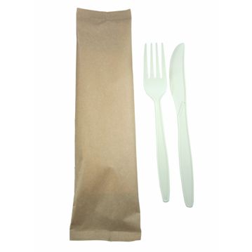 Juego de Tenedor + Cuchillo de Maz Biodegradable y Compostable 500 uds