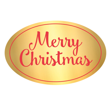 Etiqueta Autocolante Dourada Merry Christmas 55x35mm 1000 un