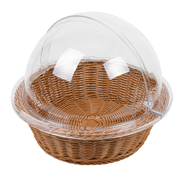 Cesta Tipo Vime 360x100mm em PP Castanho Com Cpula em Policarbonato 1 un