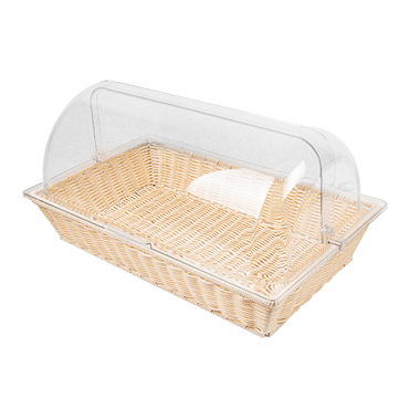 Cesta Tipo Vime 530x325x100mm em PP Natural Com Cpula em Policarbonato 1 un