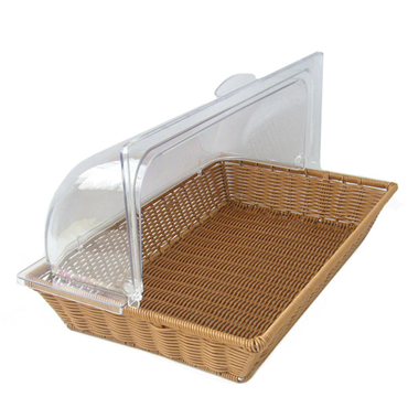 Cesta Tipo Vime 530x325x100mm em PP Castanho Com Cpula em Policarbonato 1 un