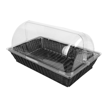 Cesta Tipo Vime 530x325x100mm em PP Preto Com Cpula em Policarbonato 1 un