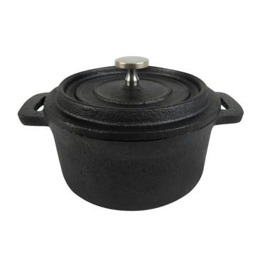Cocotte de Ferro Preto Redonda com Tampa 550ml 130/165x60mm 6 un