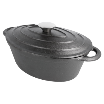 Cocotte de Ferro Preto Oval com Tampa 3500ml 290/360x210x109mm 3 un