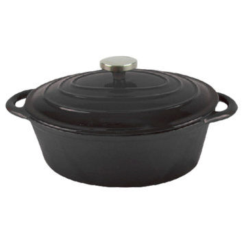 Cocotte de Ferro Preto Oval com Tampa 4500ml 305/375x230x115mm 2 un