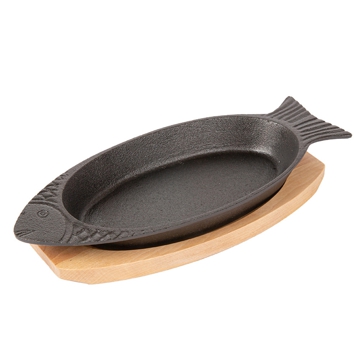 Prato Peixe de Ferro com Base em Madeira 320x130mm 8 un