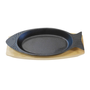 Prato Peixe de Ferro com Base em Madeira 480x195mm 6 un