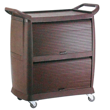 Carro de Servio fechado 2 lados 980x505x1050mm Plastico ABS Castanho