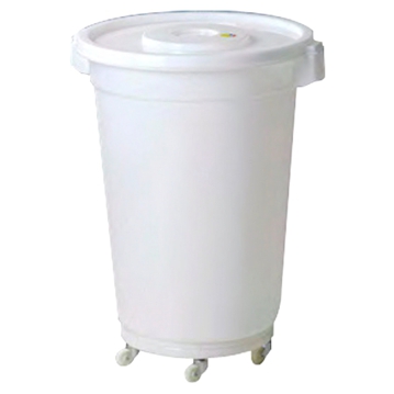 Contentor Plstico HDPE Branco com Tampa e Rodas para Alimentos 150L 615x820mm