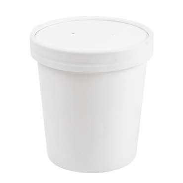 Copo + Tampa em Cartolina Branca para Sopa ou Comidas Quentes 480ml 98x75x100mm Caixa 250