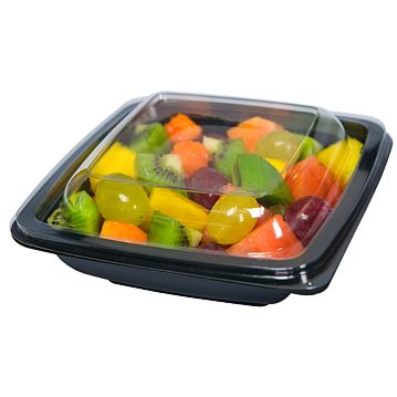 Saladeira Plstico Quadrada 500ml 160x160x45mm RPET Preto 400un