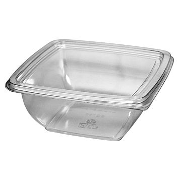 Tampa Plstico RPET Rasa para Saladeira Quadrada 500/750ml 160x160x0mm 400un