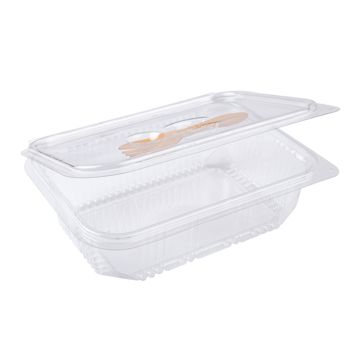 Embalagem Pl�stico PET/RPET Optipack 750ml 187x138x53mm com Garfo de Madeira 400 un