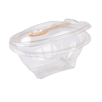 Embalagem Pl�stico PET/RPET Oval Sekipack 750ml 190x140x95mm com Garfo Madeira 300 un