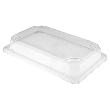 Tampa Alta em Plstico OPS para Bandeja de Sushi em Cana de Acar 215x138x32mm 800un