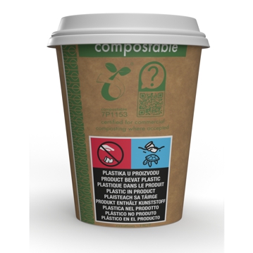 Copo de Carto+PLA para Bebidas Quentes 250ml 8oz Castanho Vegware 20x50 un