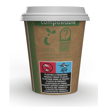 Copo de Carto+PLA para Bebidas Quentes 360ml 12oz Castanho Vegware 20x50 un