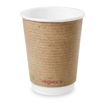Copo de Carto+PLA para Bebidas Quentes Dupla Parede Kraft 360ml 12oz Vegware 10x50 un