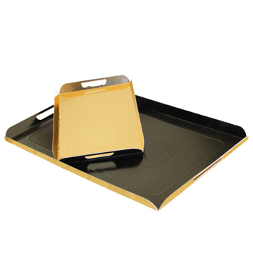 Bandeja de Carto Dupla Face Preto / Dourado com Asas 280x420mm 100 un