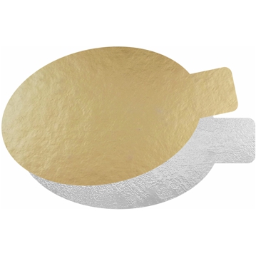 Disco em Carto Metalizado Dourado/Prateado Formato Oval com Pestana 100un